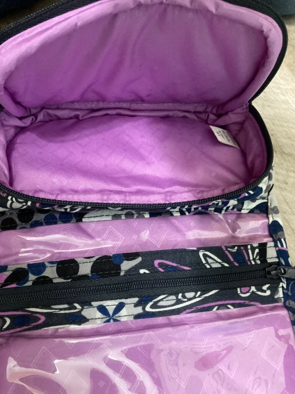 Vera Bradley Quilted Purple Black Bi Fold Cosmetic Travel Organizer